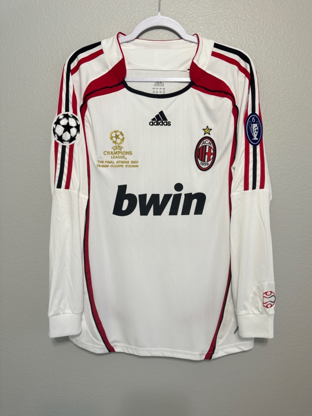 Vintage AC Milan 2007 Kaka UCL final white long sleeve soccer jersey - Picture 2 of 5